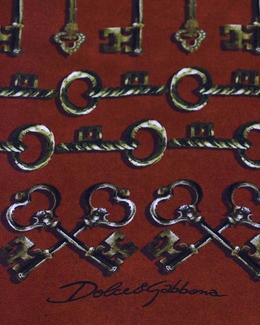 Dolce & Gabbana Red Silk Printed Silk Scarf for men