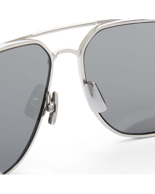 Saint Laurent White Eyewear Aviator Frame Sunglasses for men