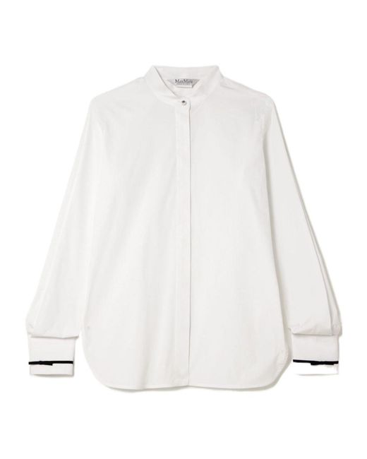 Max Mara White Otranto Piped-Trim Shirt