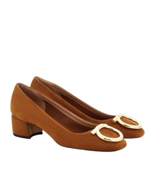 Ferragamo Brown Maxi Gancini Pump
