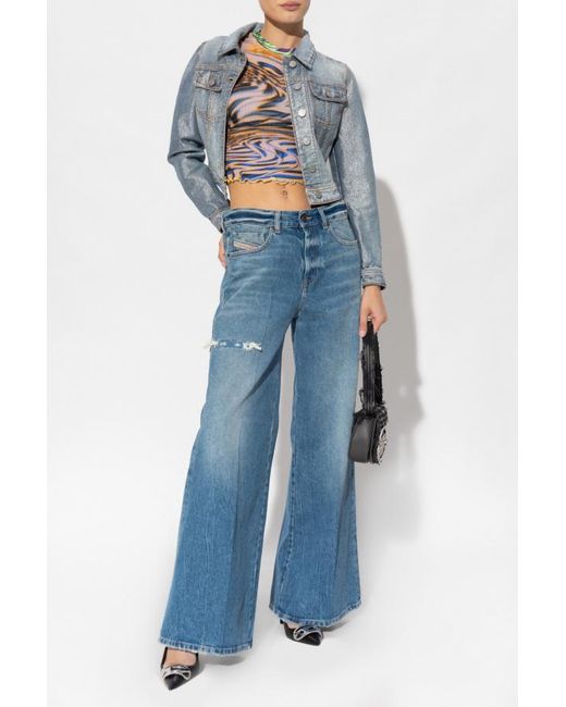 DIESEL Blue Distressed Flared Jeans