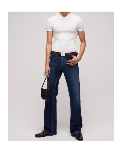 Gucci White Web Belt With Rectangular Buckle for men