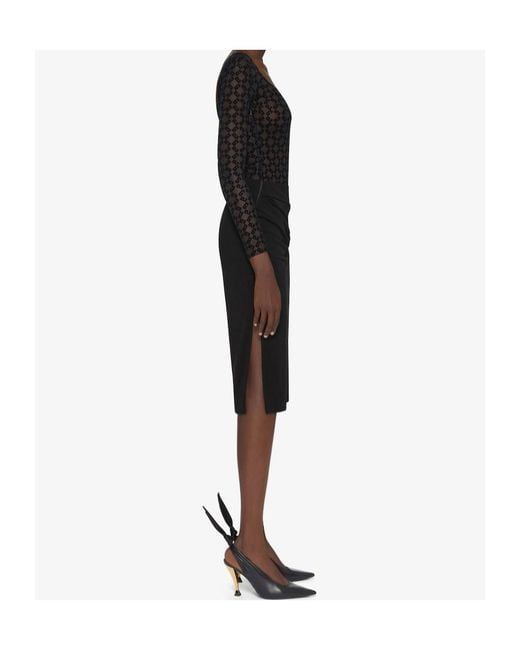 Givenchy Black Monogram Tulle Draped Dress