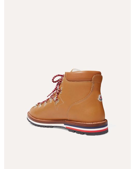 Moncler Brown Blanche Shearling-Lined Leather Ankle Boots