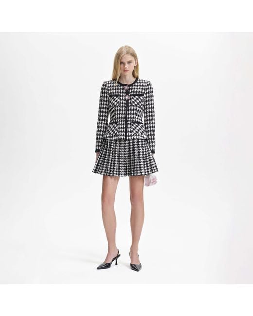 Self-Portrait Black Checked Mini Jacket Dress