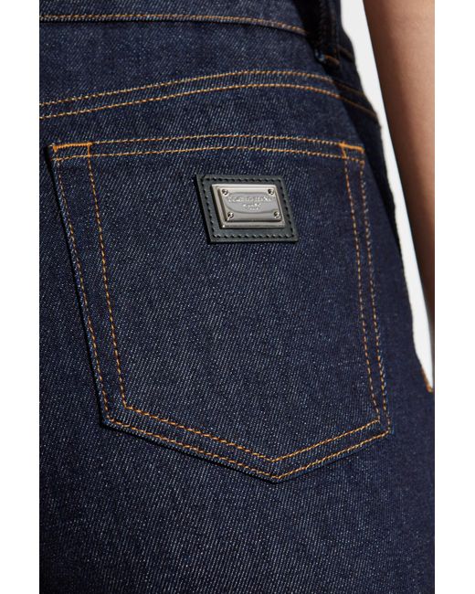 Dolce & Gabbana Blue Logo Plaque Skinny Jeans