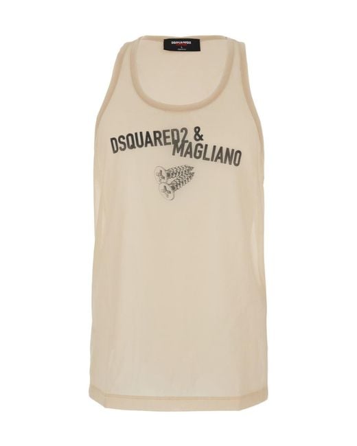 DSquared² Natural Logo Printed Sleeveless Top for men