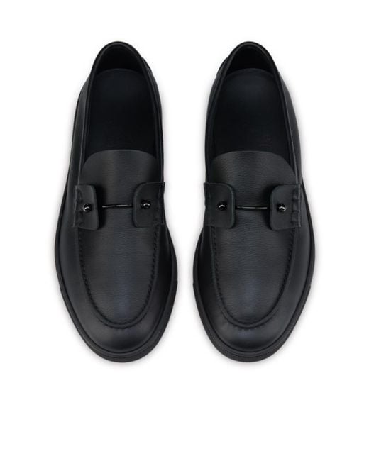 Christian Louboutin Black Slip-On Leather Loafers for men