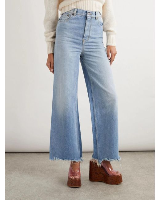 Chloé Blue Chloé Logo Patch Frayed Edge Jeans