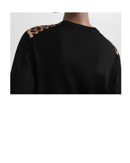 Dolce & Gabbana Black Leo-Print Wool Cardigan