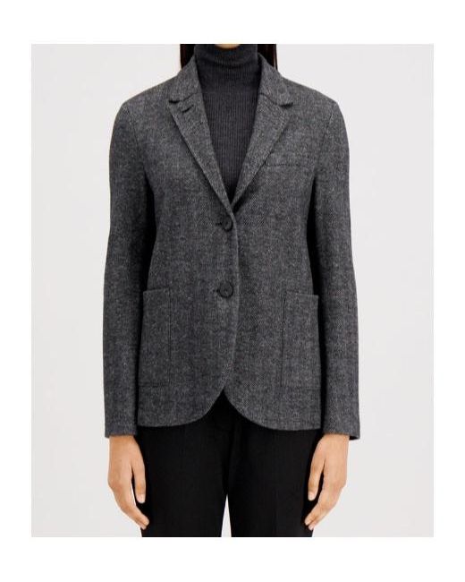 Harris Wharf London Black Herringbone-Pattern Wool Jacket