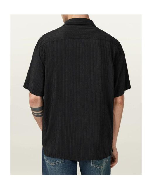 AllSaints Black Perry Short-Sleeved Shirt for men
