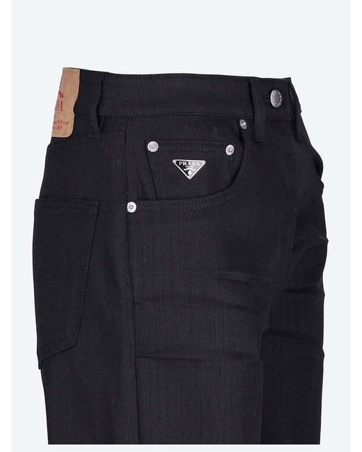 Prada Blue Stretch Denim Five-Pocket Jeans