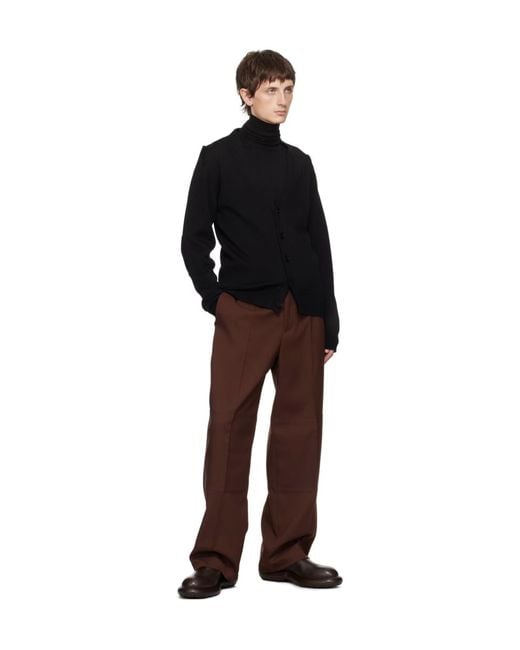 Jil Sander Black Hollowed-Out Long-Sleeved Knitted Cardigan for men