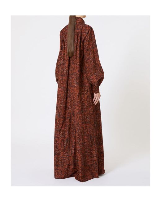 Max Mara Red Printed Cotton Kaftan Dress