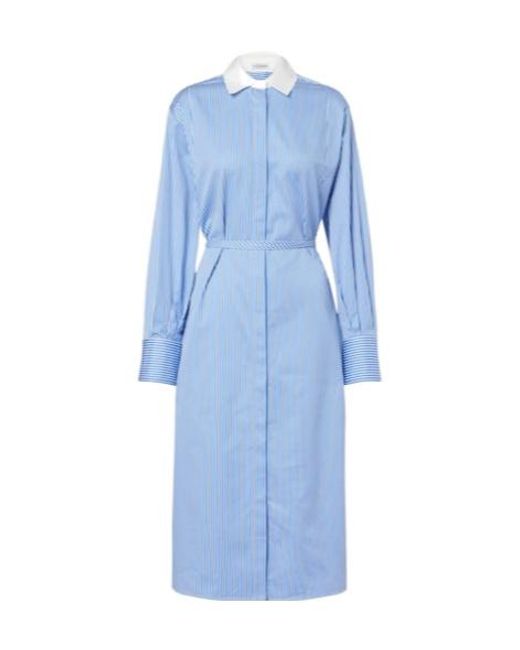 Altuzarra Blue Floyd Pinstripe Cotton Poplin Shirt Dress