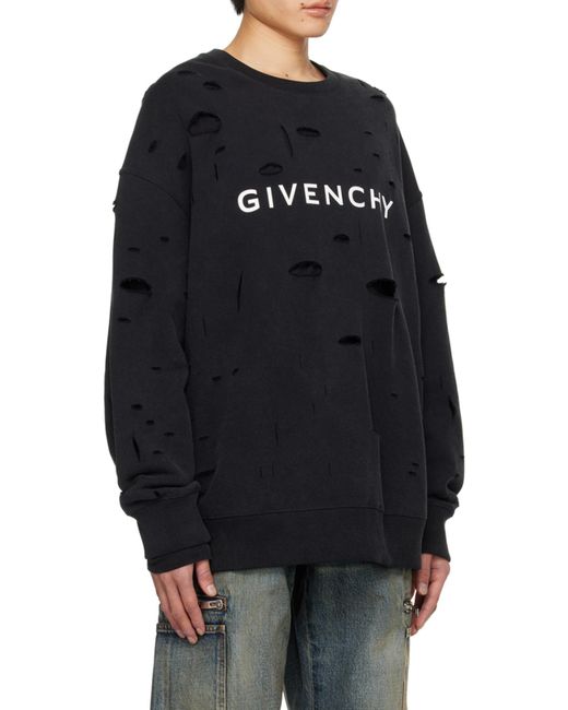 Givenchy Black Logo Printed Crewneck Sweatshirt for men