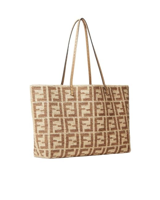 トートバッグ Fendi Borsa Tote Roll Large In Canvas Ff Fendi - Roll Large Tote bag green - The Corner