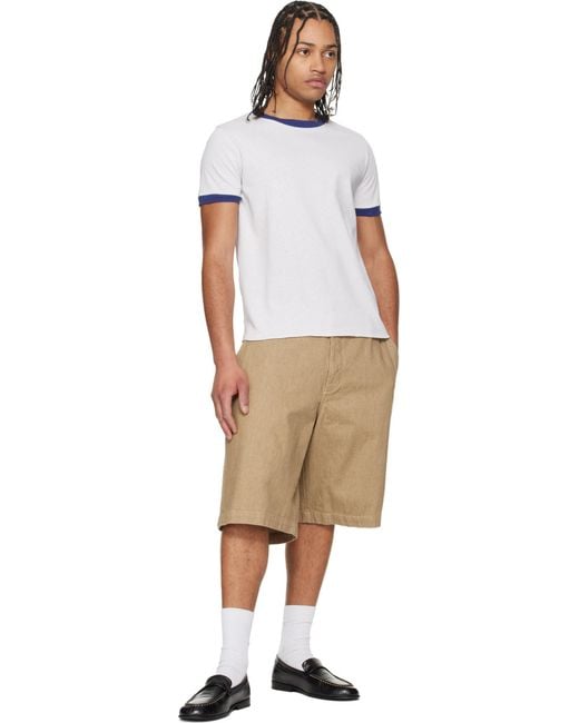 A.P.C. Gray Contrast Trim Crewneck T-Shirt for men