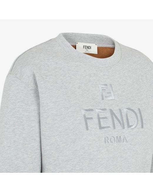 Fendi Gray Logo Embroidered Crewneck Sweatshirt