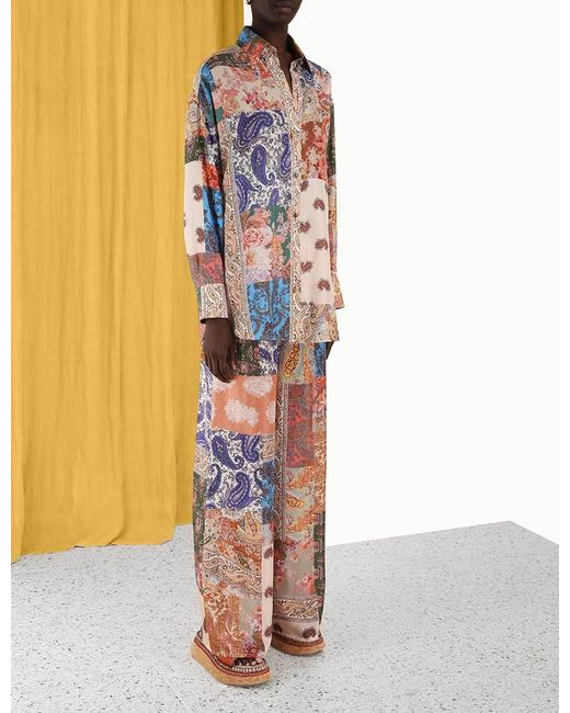 Zimmermann Multicolor Devi Straight-Leg Drawstring Trousers