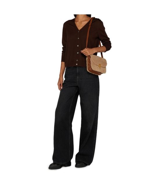 Soeur Brown Flap Shoulder Bag