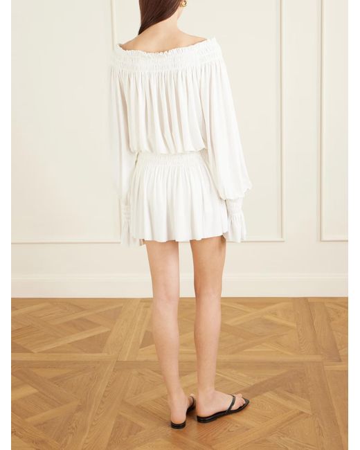 Norma Kamali White Pickleball Pleated Midi Skirt
