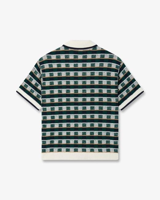 Casablanca Green Crochet Mosaic Short Sleeved Shirt for men