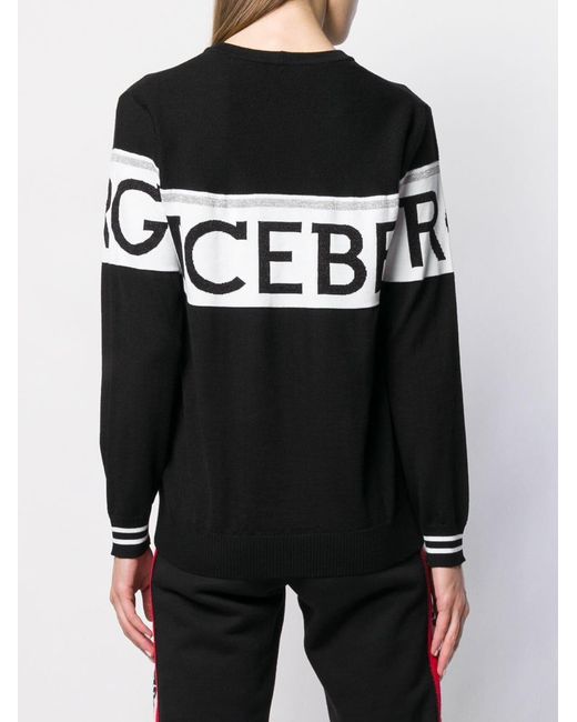 Iceberg Black Knit Logo Print Jumper