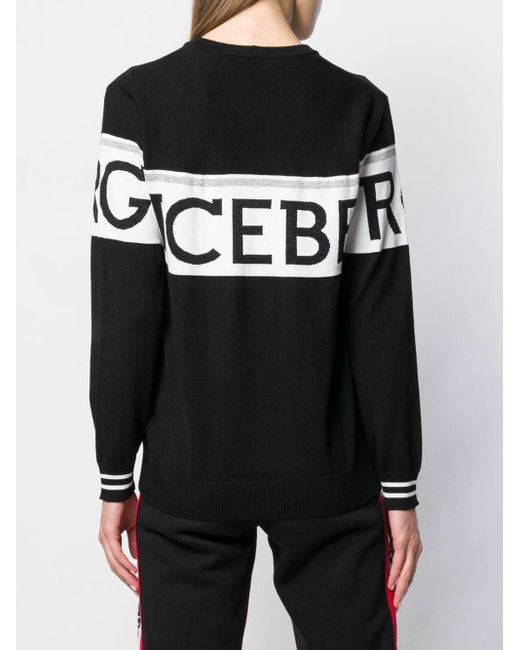 Iceberg Black Knit Logo Print Jumper