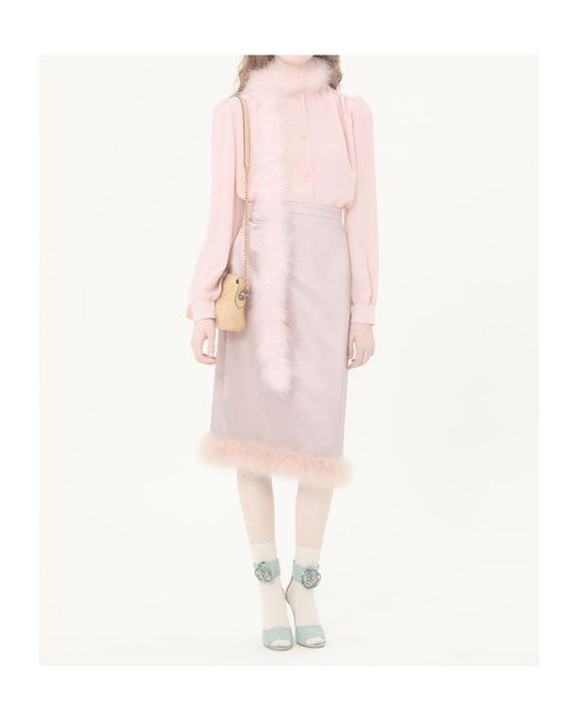 Valentino Pink Crepe De Chine Shirt With Feathers