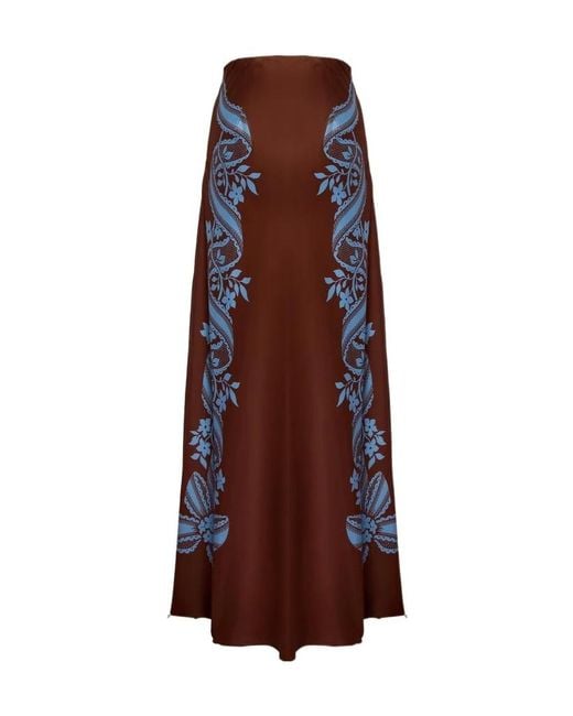 LaDoubleJ Red Mix-Print Midi Skirt