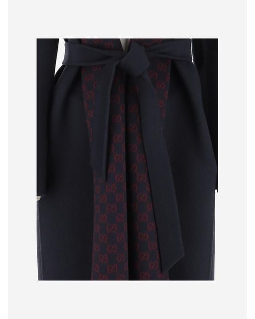 Gucci Blue Reversible Gg Straight Hem Coat