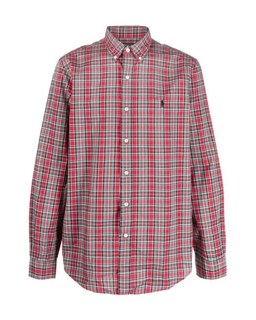 Polo Ralph Lauren Red Polo Pony-Motif Checked Cotton Shirt for men