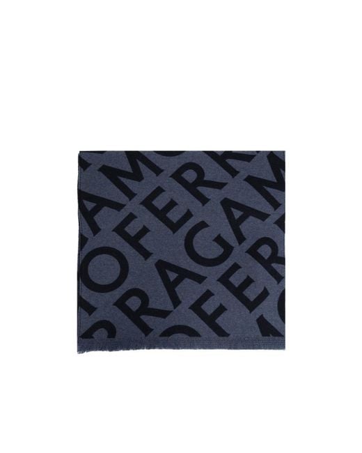 Ferragamo Blue Ferragamo Monogram Jacquard Scarf for men