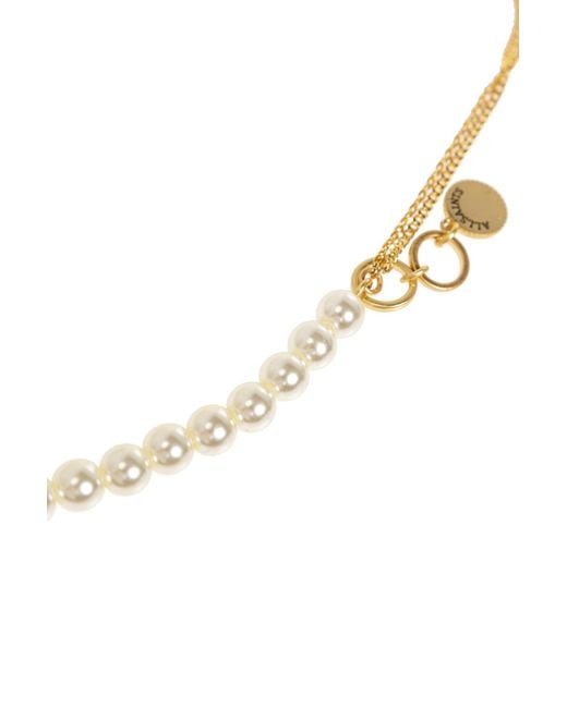 AllSaints Metallic Double Chain Glass Pearl Bracelet