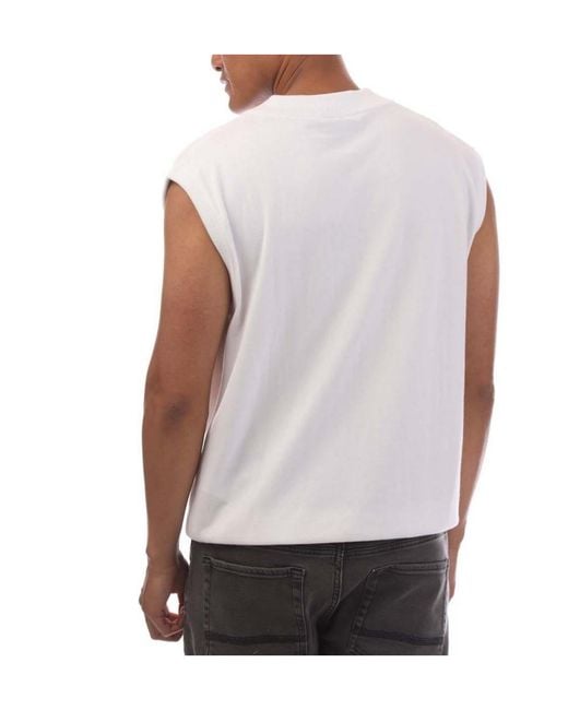 Boss White Vneck Sleeveless Tank Top for men