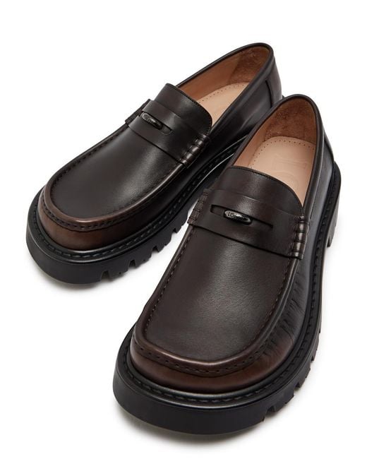 Loewe Black Sierra Leather Platform Loafers for men