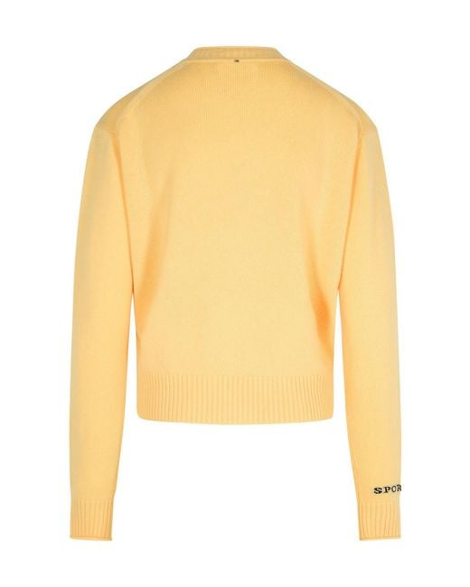 Sportmax Yellow Agadir 1234 Crewneck Long-Sleeved Jumper