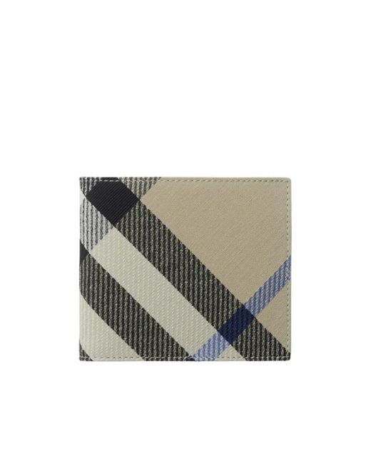 Burberry Gray Check Printed Bi-Fold Wallet for men