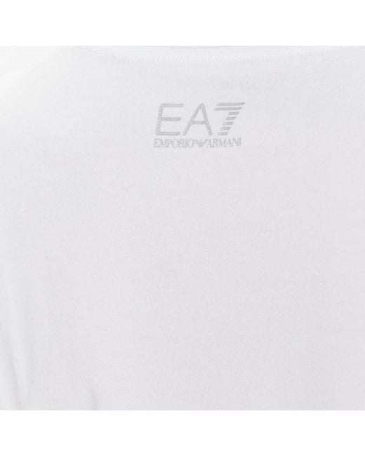 EA7 White Solid Cotton-Modal T-Shirt