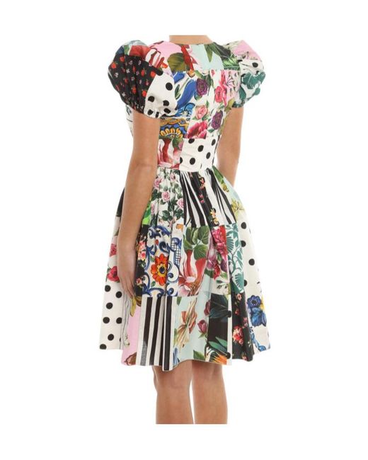 Dolce & Gabbana Red Patchwork Short-Sleeve Minidress