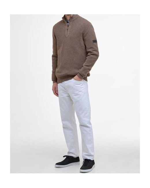 Barbour Brown Crawley Half Zip Jumper for men