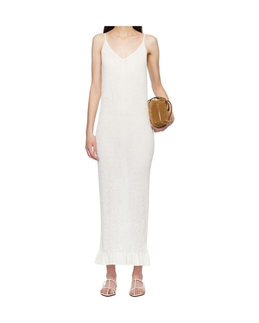 Jil Sander White Ruffled Detail Maxi Dress