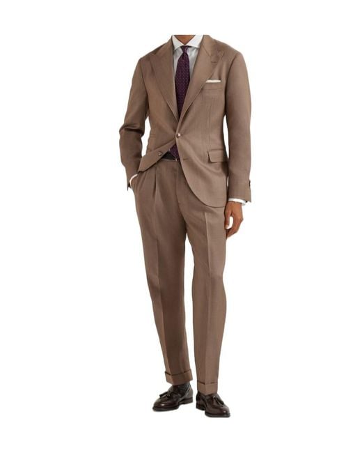 Brunello Cucinelli Brown Peak-Lapel Wool Blazer for men