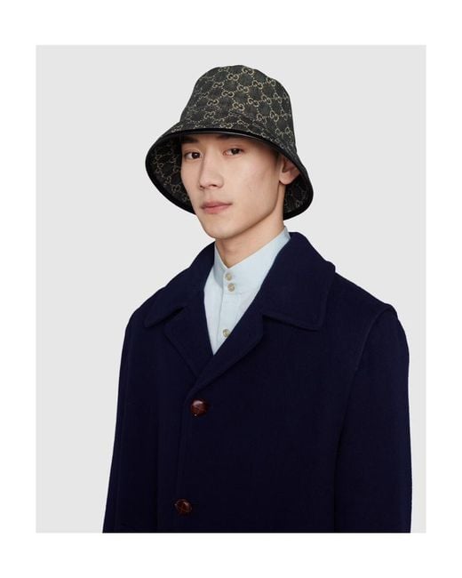 Gucci Gray Gg-Canvas Bucket Hat for men
