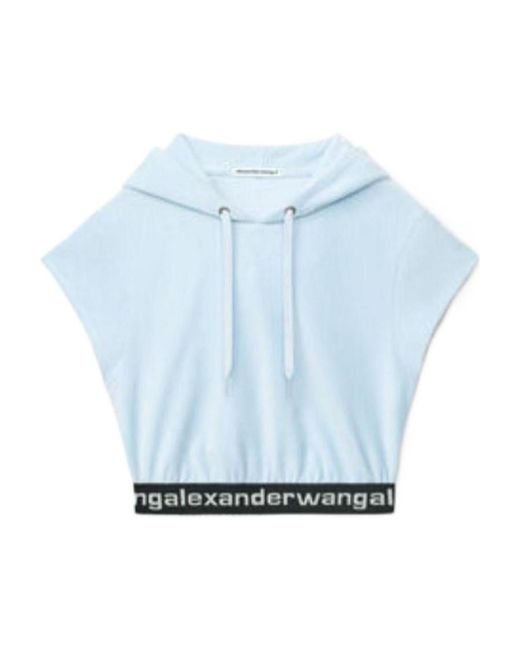 Alexander Wang Blue Cropped Corduroy Hoodie