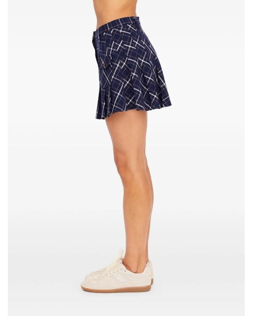 The Upside Blue Valencia Jones Buttoned Pleated Mini Skirt