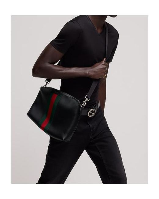 Gucci Black Mega Web Trademark Medium Crossbody Bag for men