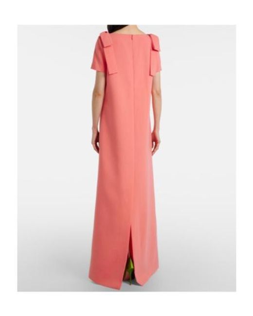 Carolina Herrera Pink Bow-Detail Embellished Floral Gown